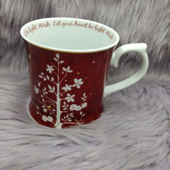 Starbucks 2009 Coffee Mug Let Your Heart Be Light by Rosanna Red Mug Gold Birds - Picture 1 of 6